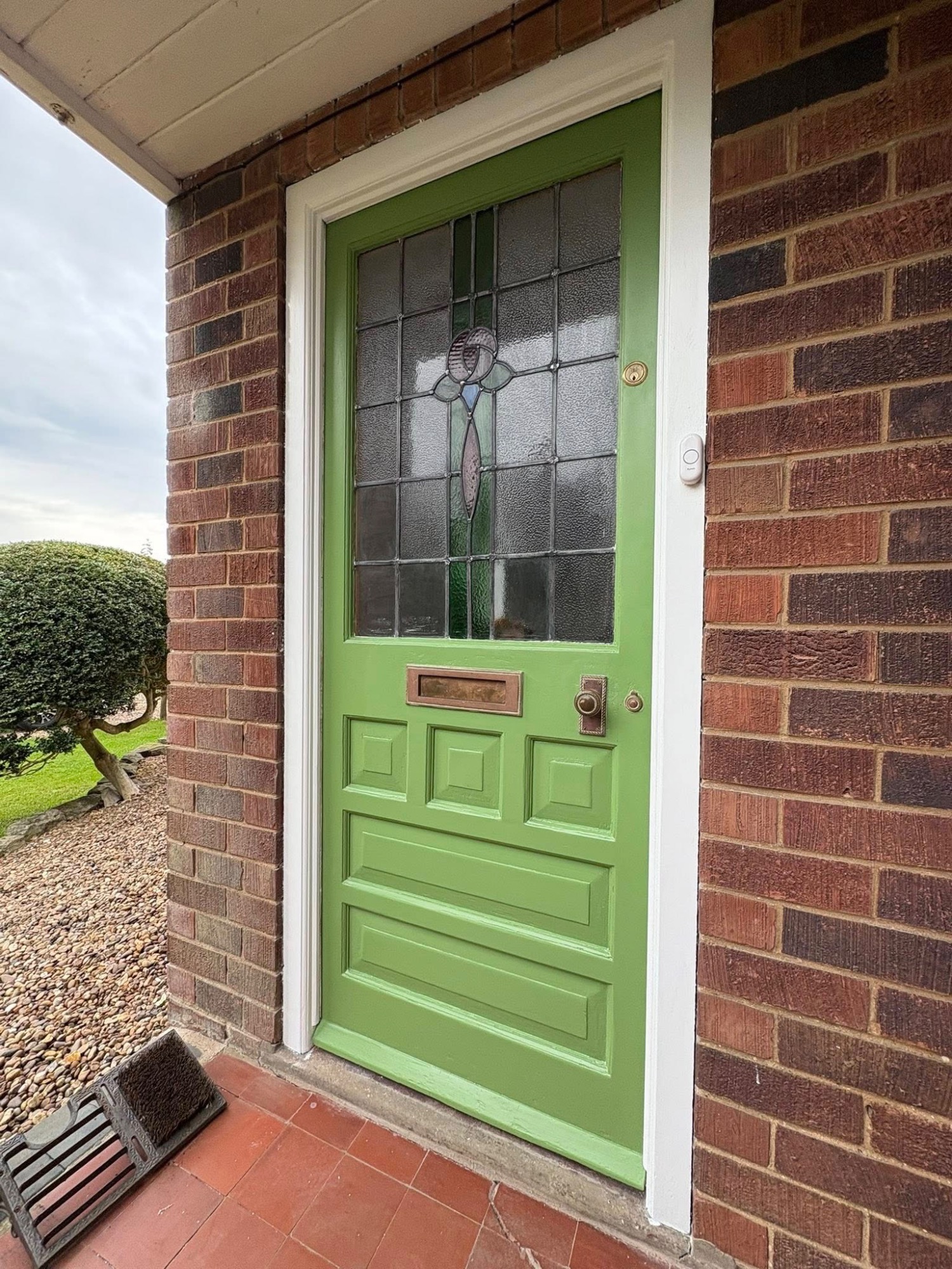 Green front door paint spraying Heckington